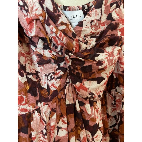 NWT Gilli Women's Multi-Color Floral Long Sleeve Blouse Smocked Back Size 1X - Picture 5 of 9